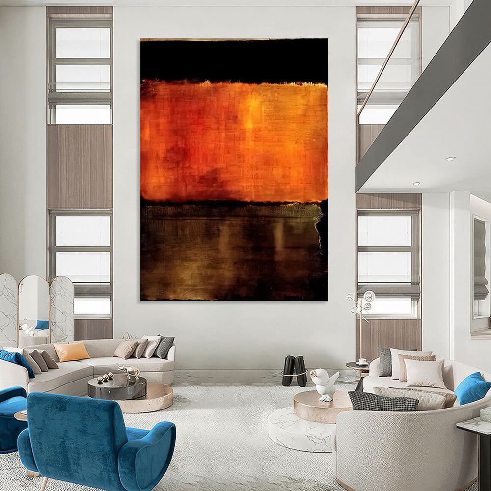 “Orange & Brown Textured Abstraction” - Textured Abstract Painting On Canvas DKH1612