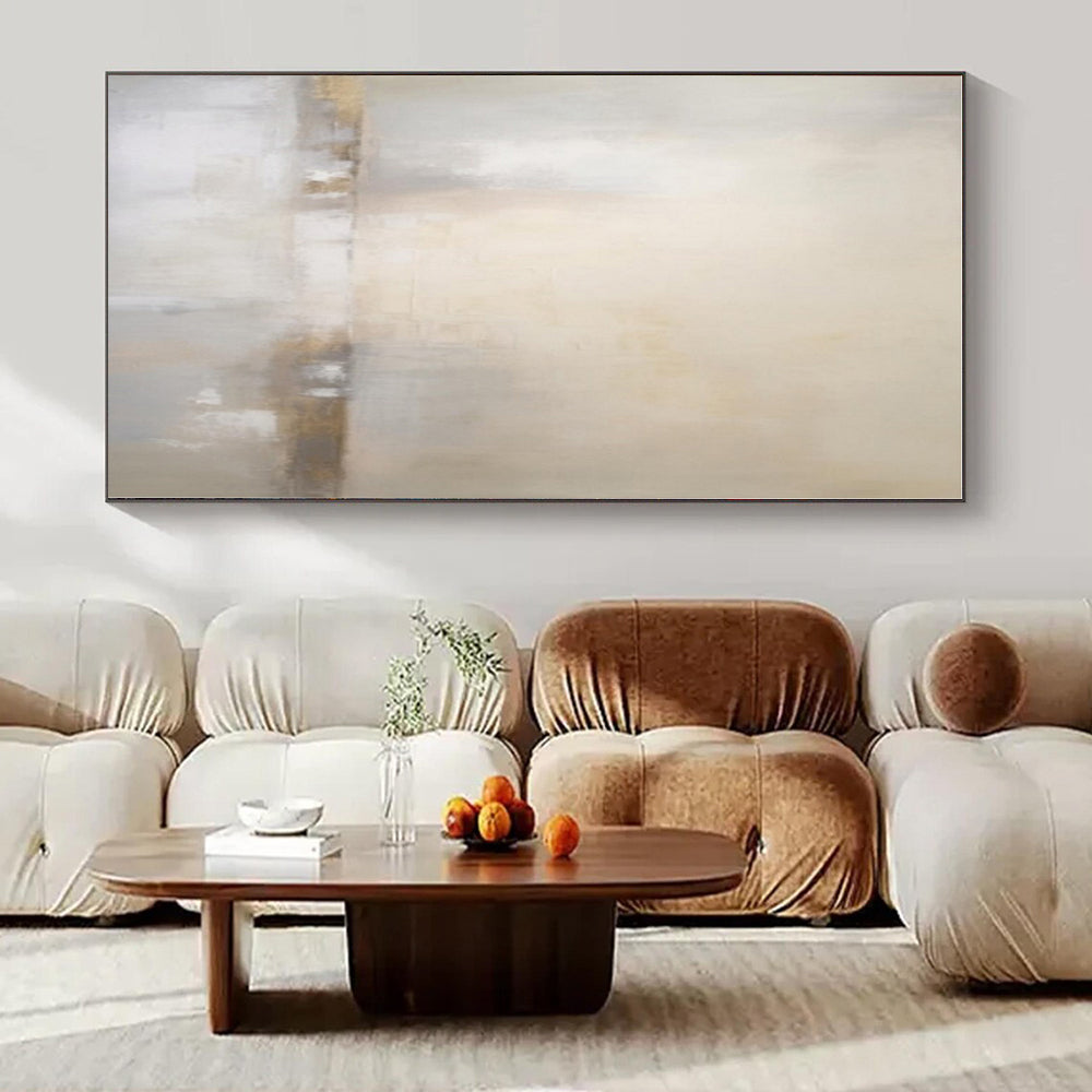 Soft Neutrals with Gold Hints - Minimalist Abstract Oil On Canvas CT1299