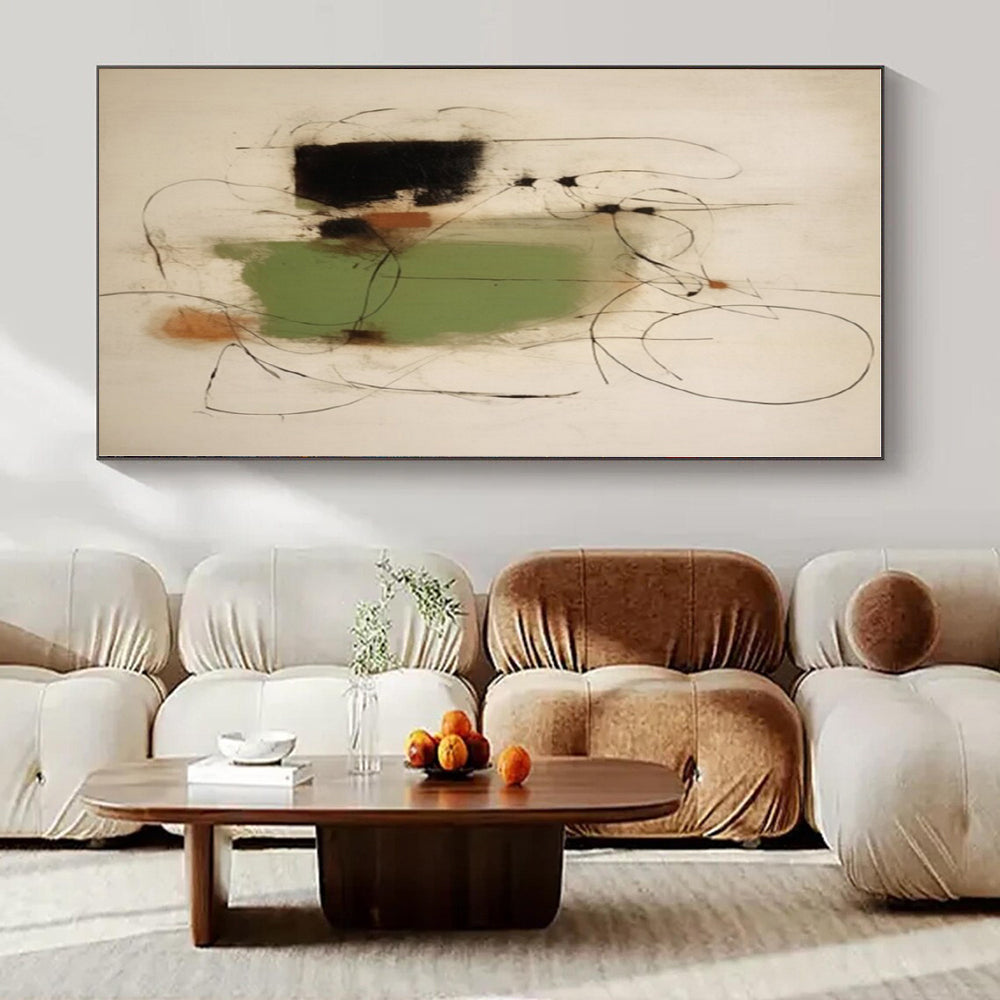 Minimalist Line & Color - Abstract Expressionist Ink & Acrylic CT1283