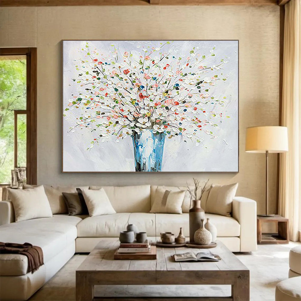 Colorful Flower Bouquet - Impasto Floral Painting On Canvas DLZ220