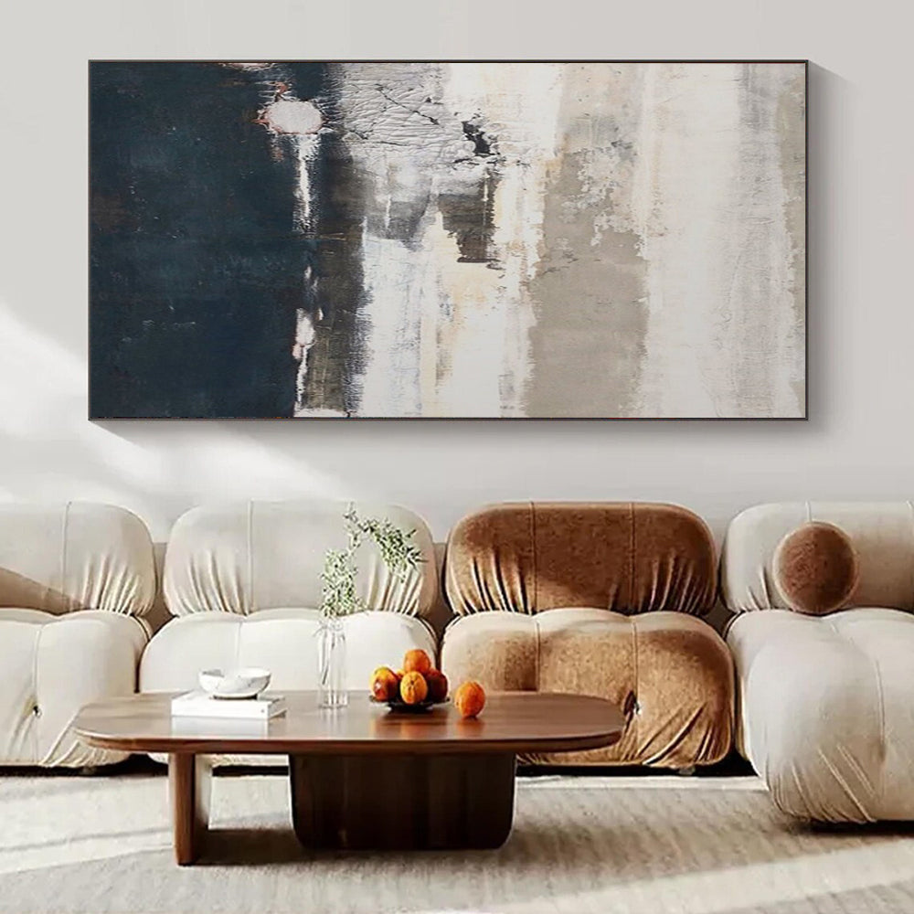 “Gray - White & Dark Blue Layered Textures” – Abstract Layered Painting CT0984