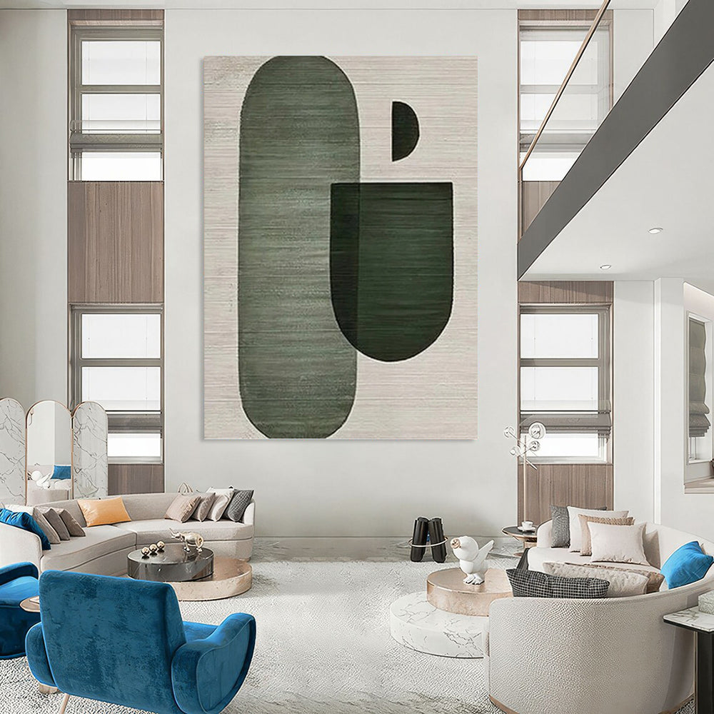 “Green Geometric Variation - Dynamic Shapes” Painting On Canvas DKH1132