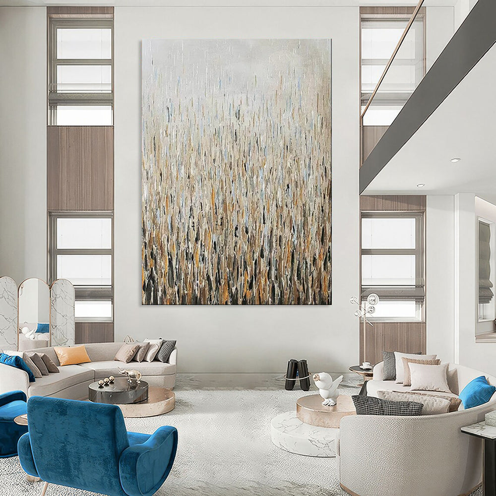 “Textured Reeds in Neutral Tones” - Impasto Abstract Landscape on Canvas CT1889