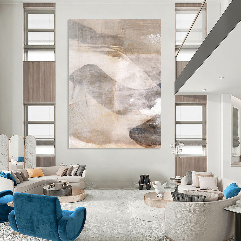 “Neutral Abstract Landscapes” - Brown, White, and Gray Abstract Painting On Canvas DTP210