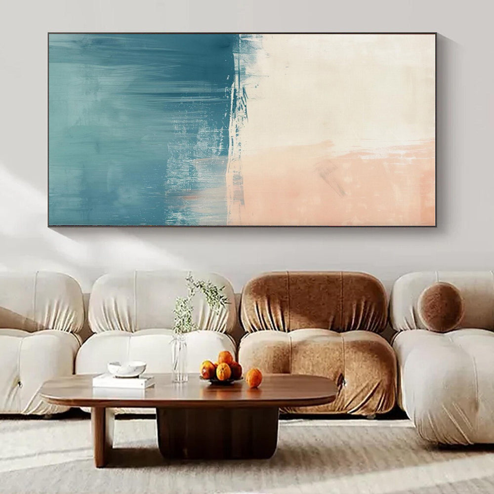 Pink - Blue - White Blended Landscape - Abstract Landscape Acrylic Painting CT1380