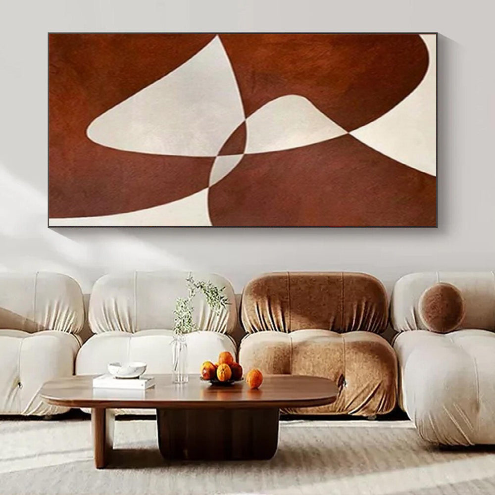 “Brown and White Intertwined Forms” – Geometric Abstract Painting CT1114