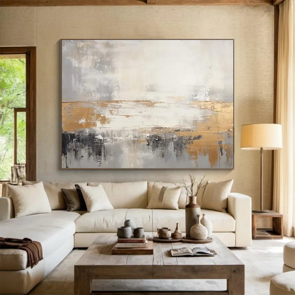 “Gilded Abstract Horizon” Abstract Painting On Canvas DLZ108
