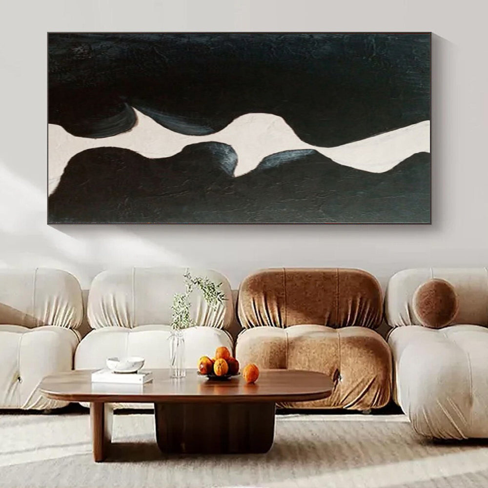 “Black - White Abstract Kiss” – Minimalist Figurative Painting CT1199