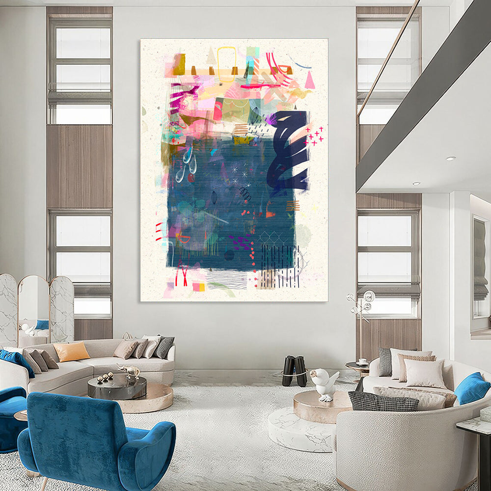 Colorful Collage, Whimsical Elements - "Dream Scrapbook" - Mixed - media Abstract Art CT1822
