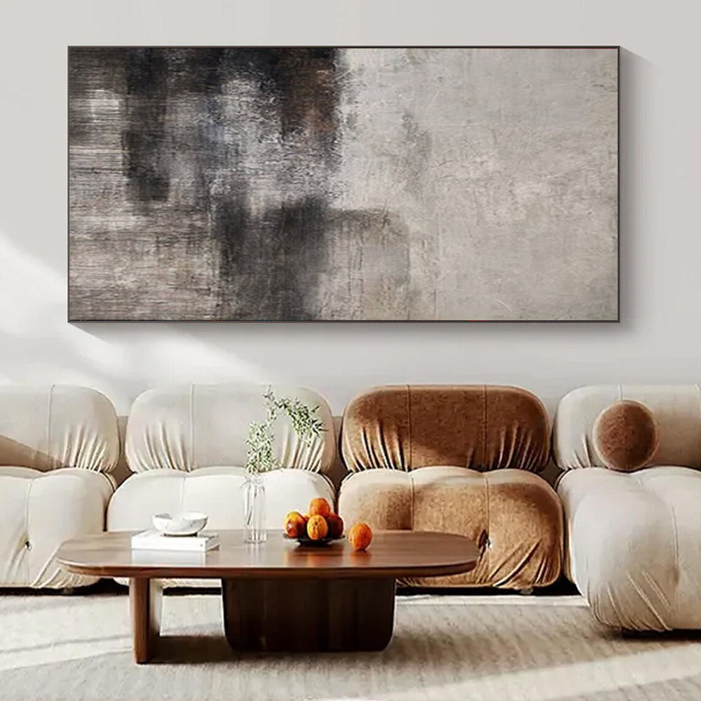 “Gray - Black Textured Horizons” – Abstract Textured Landscape Art CT0982