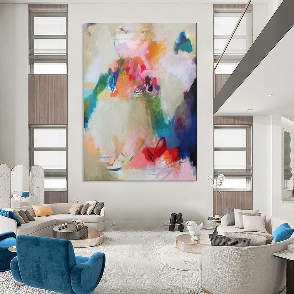 Colorful Blooms, Abstract Vase - "Vibrant Bouquet" - Abstract Expressionist Painting CT1856
