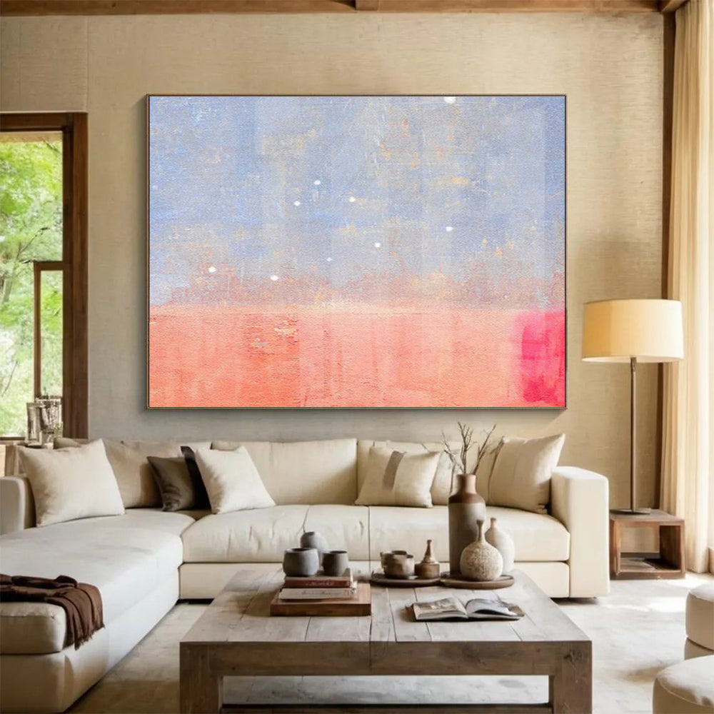 Subtle Blue and Red Abstract Painting On Canvas DKH280