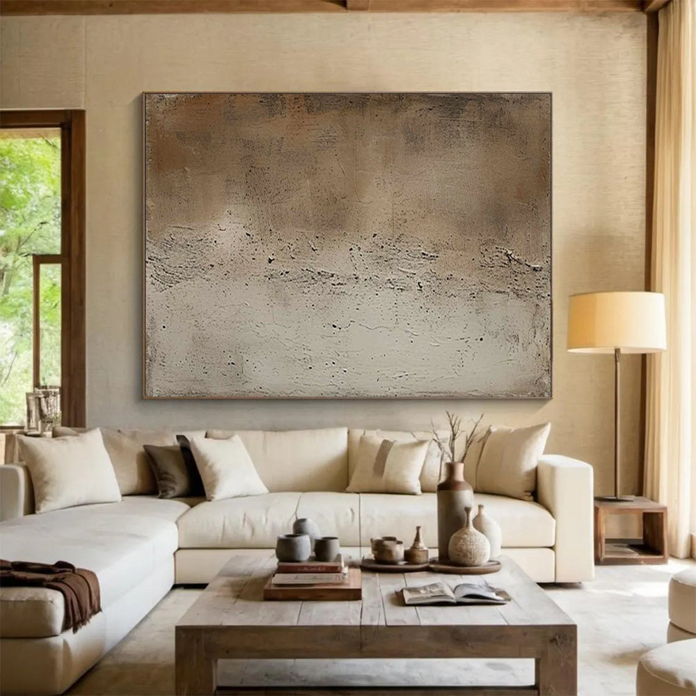 “Neutral Textured Calm” - Brown & Beige Minimalist Abstract Painting On Canvas DLZ255
