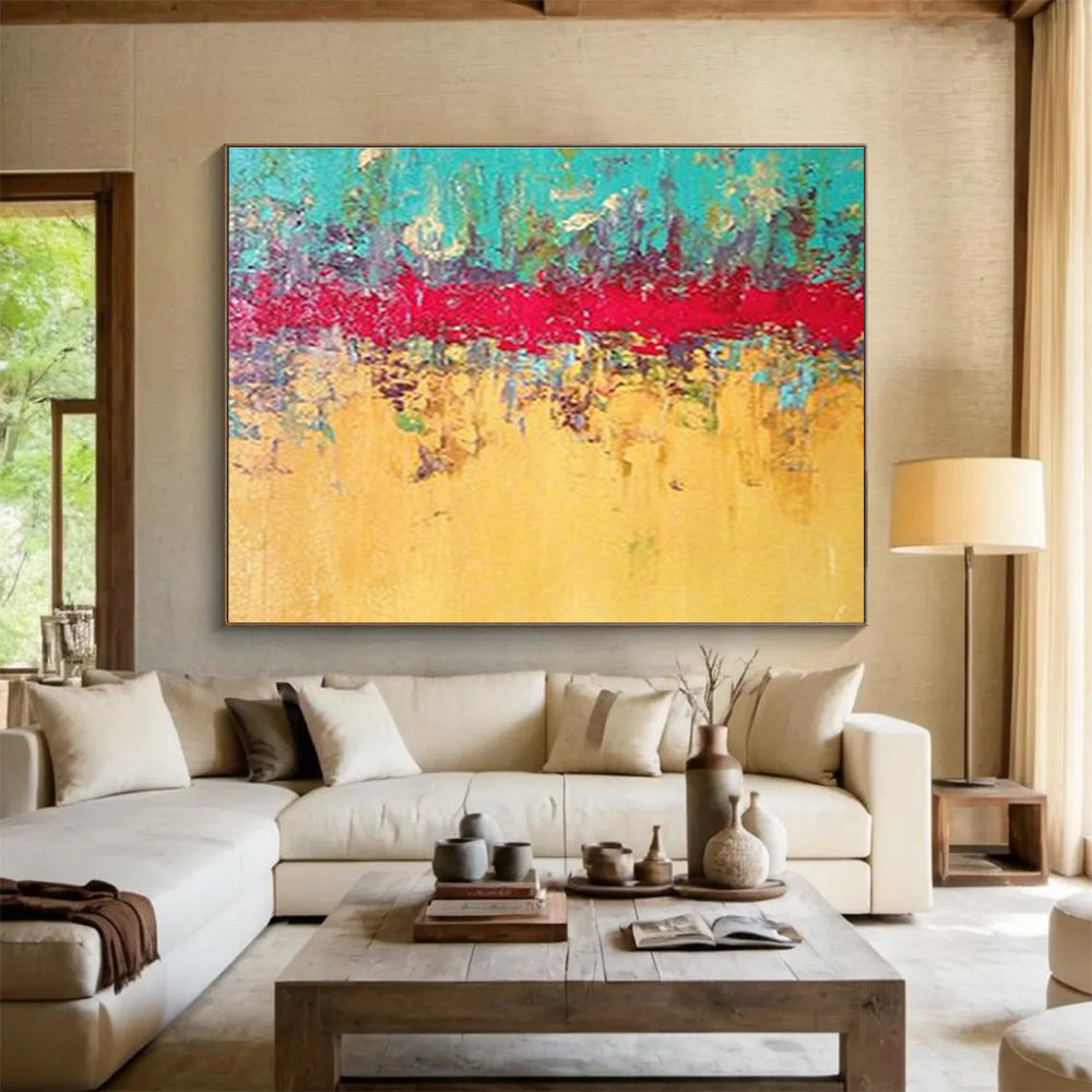 “Vibrant Color Strip Abstract” Abstract Expressionist Painting On Canvas DKH403