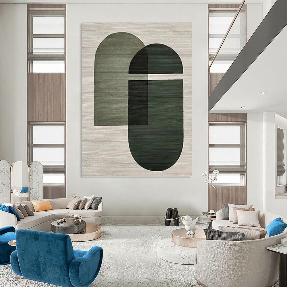 “Green Geometric Overlap - Modern Harmony” Painting On Canvas DKH1131