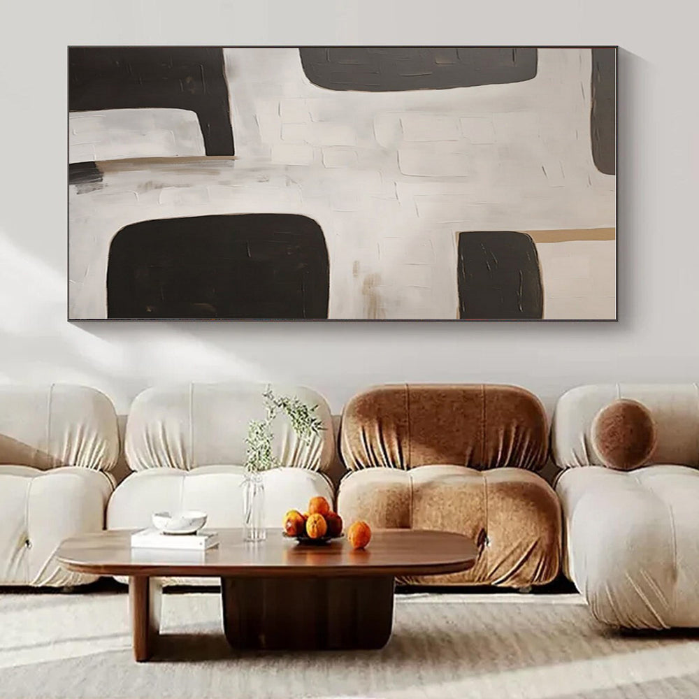 Black - White - Grey Geometric Blocks - Abstract Geometric Acrylic Painting CT1374