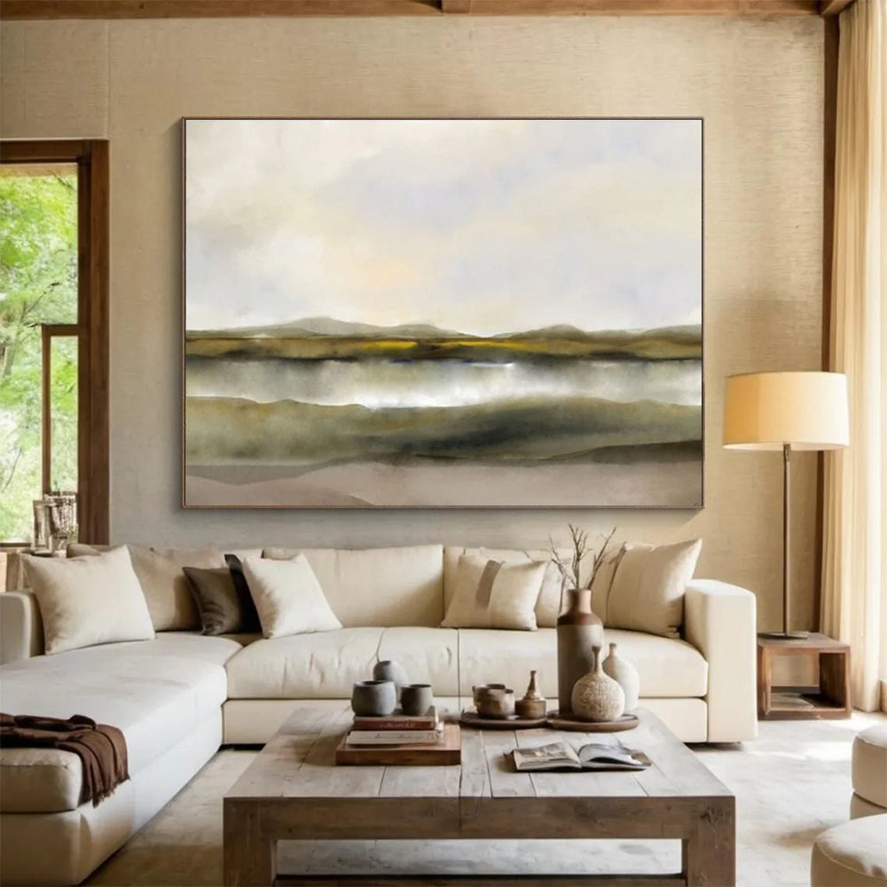 “Neutral Tones: Subtle Landscape” Minimalist Landscape Painting On Canvas DKH356