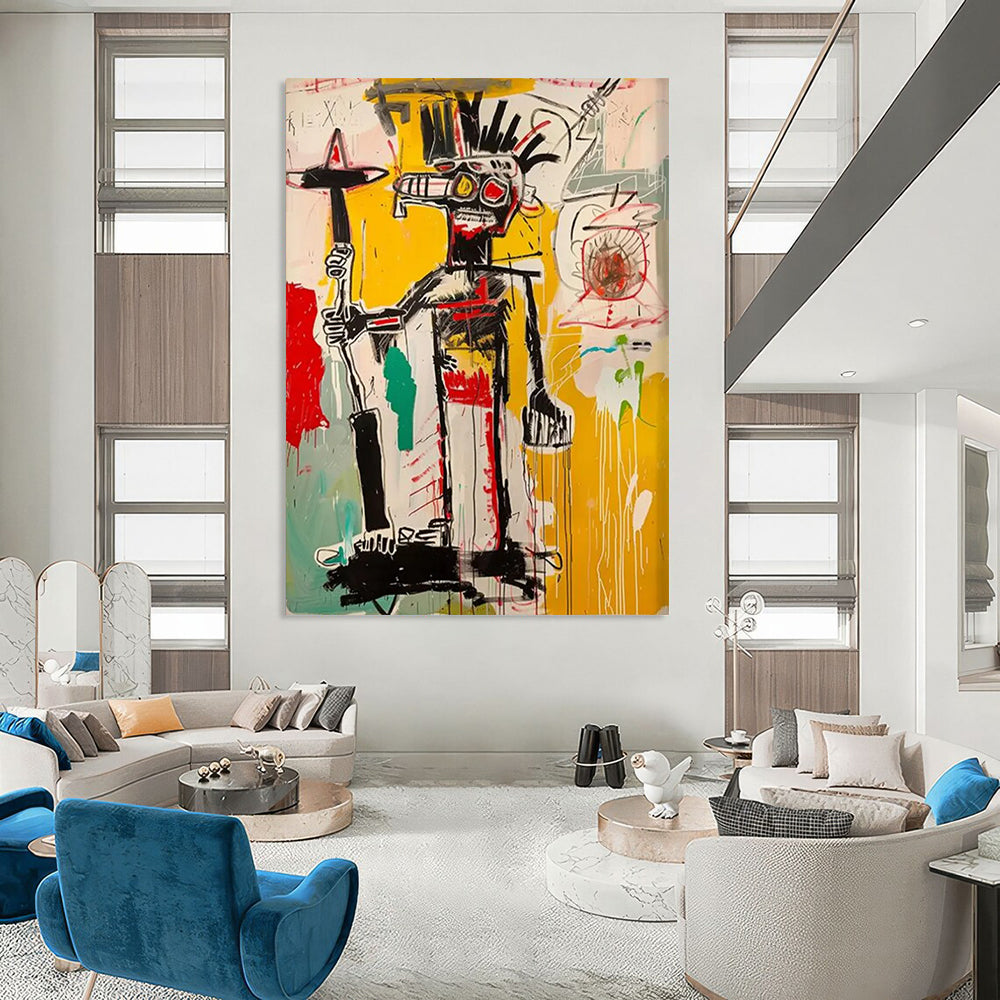 “Expressive Tribal Figure” - Basquiat - Inspired Street Art Painting On Canvas DTP103