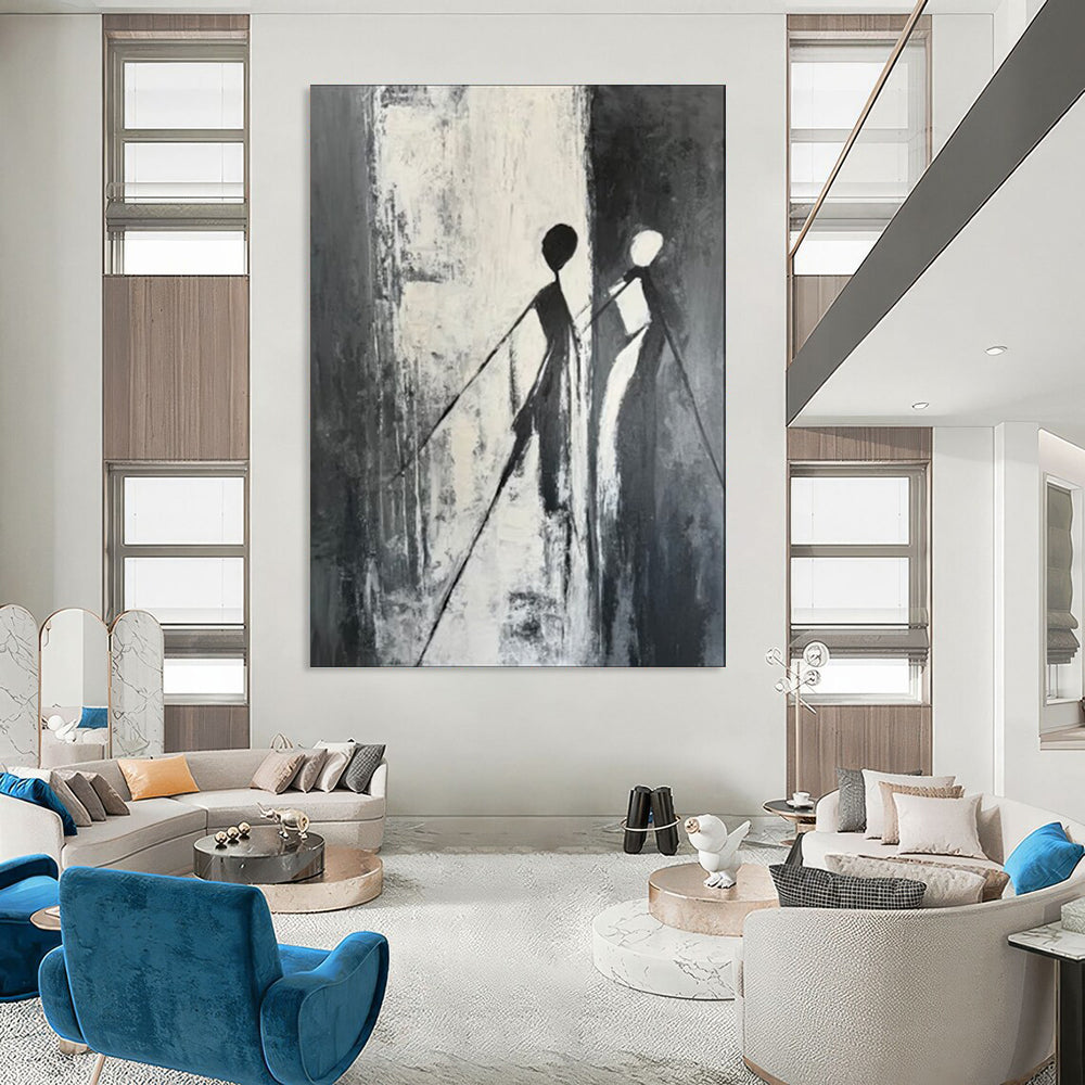 “Silhouettes in Black and White” - Minimalist Figurative Painting CT1996