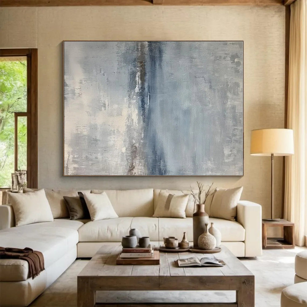 “Gray - Blue Abstract Horizon” ,Abstract Acrylic Painting CT0860