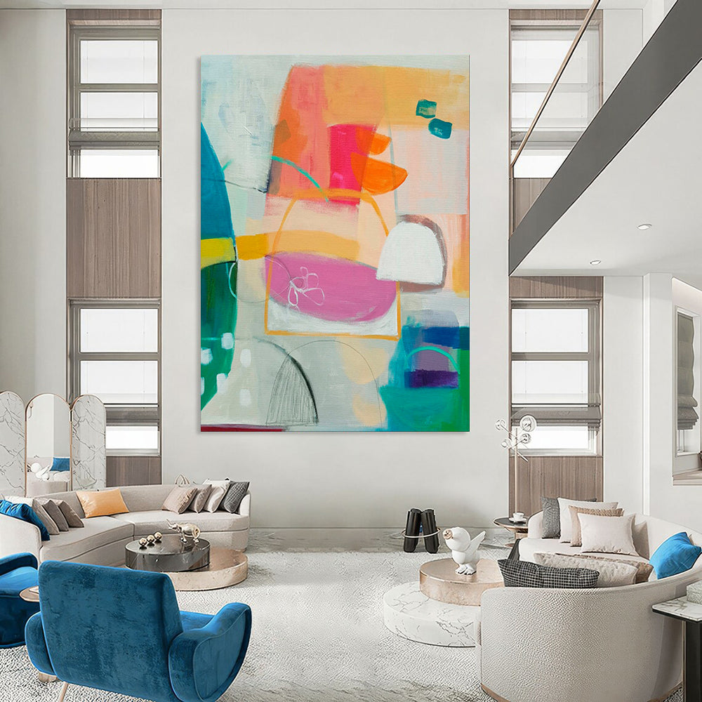 Bright Colors, Geometric Shapes - "Playful Geometry" - Abstract Acrylic Art CT1821