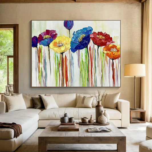 “Colorful Impasto Flowers” - Vibrant Floral Painting On Canvas DKH783