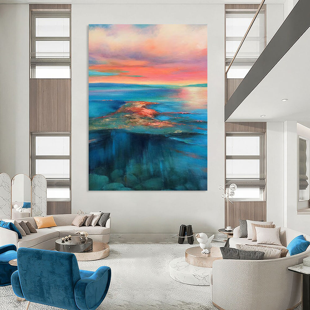 “Colorful Sunset Sea” - Impressionist Seascape Painting On Canvas DTP051