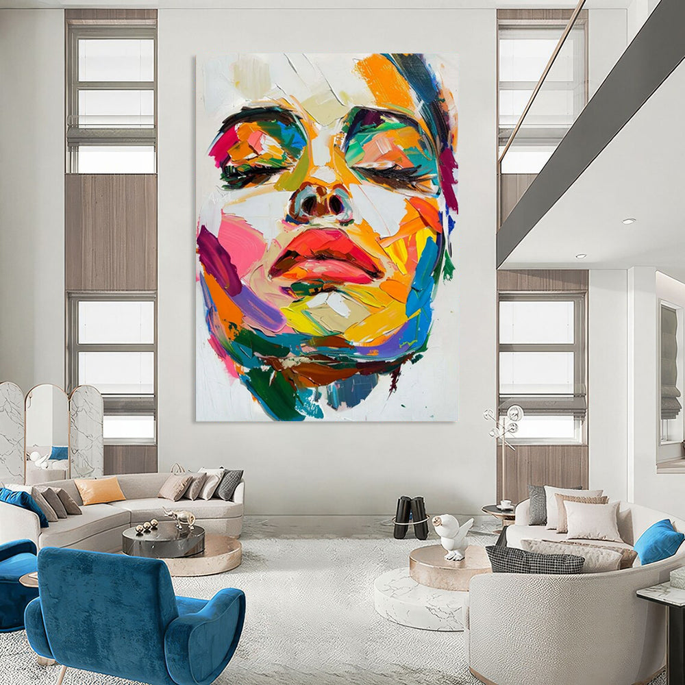 “Colorful Portrait 2” - Vivid Abstract Portrait Painting On Canvas CT2244