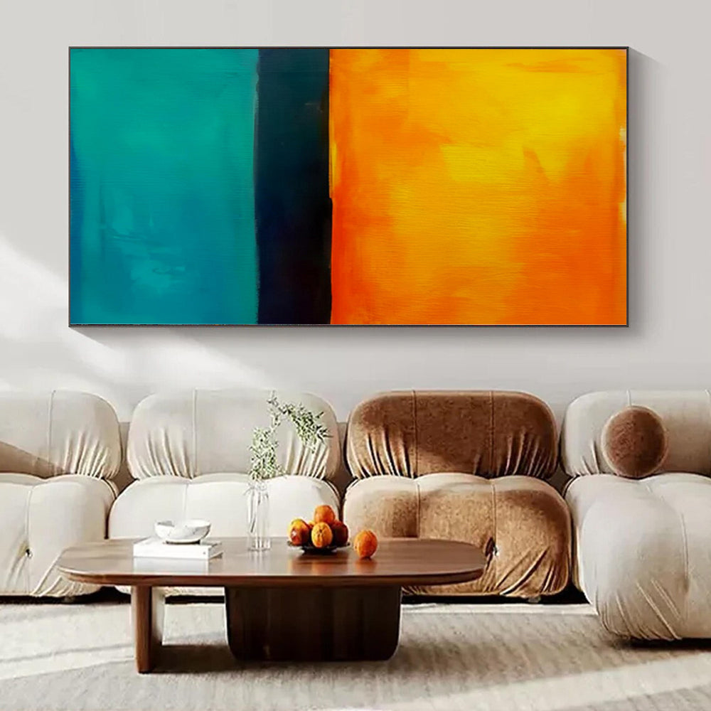 “Sunset Hues (Orange - Teal - Black)” – Color Field Painting CT1187