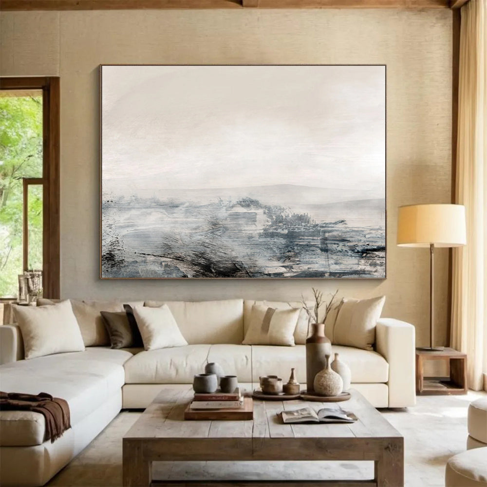 “Misty Monochrome Landscape” Abstract Landscape Painting On Canvas DLZ136