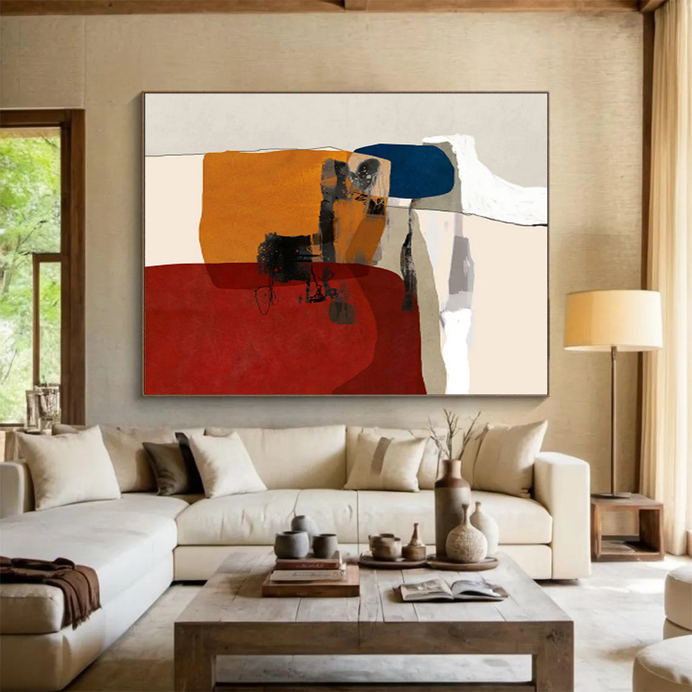 “Color Block Abstraction: Warm Tones” Abstract Modern Painting On Canvas DKH357