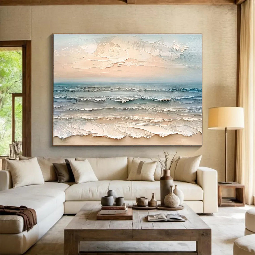 “Textured Pastel Sea and Sky” - 3D - Like Seascape Painting On Canvas DKH795