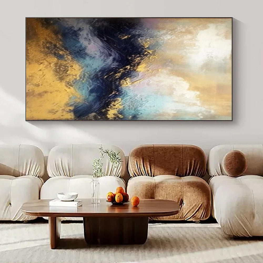 “Gold and Blue Waves” ,Abstract Seascape Oil Painting CT0920