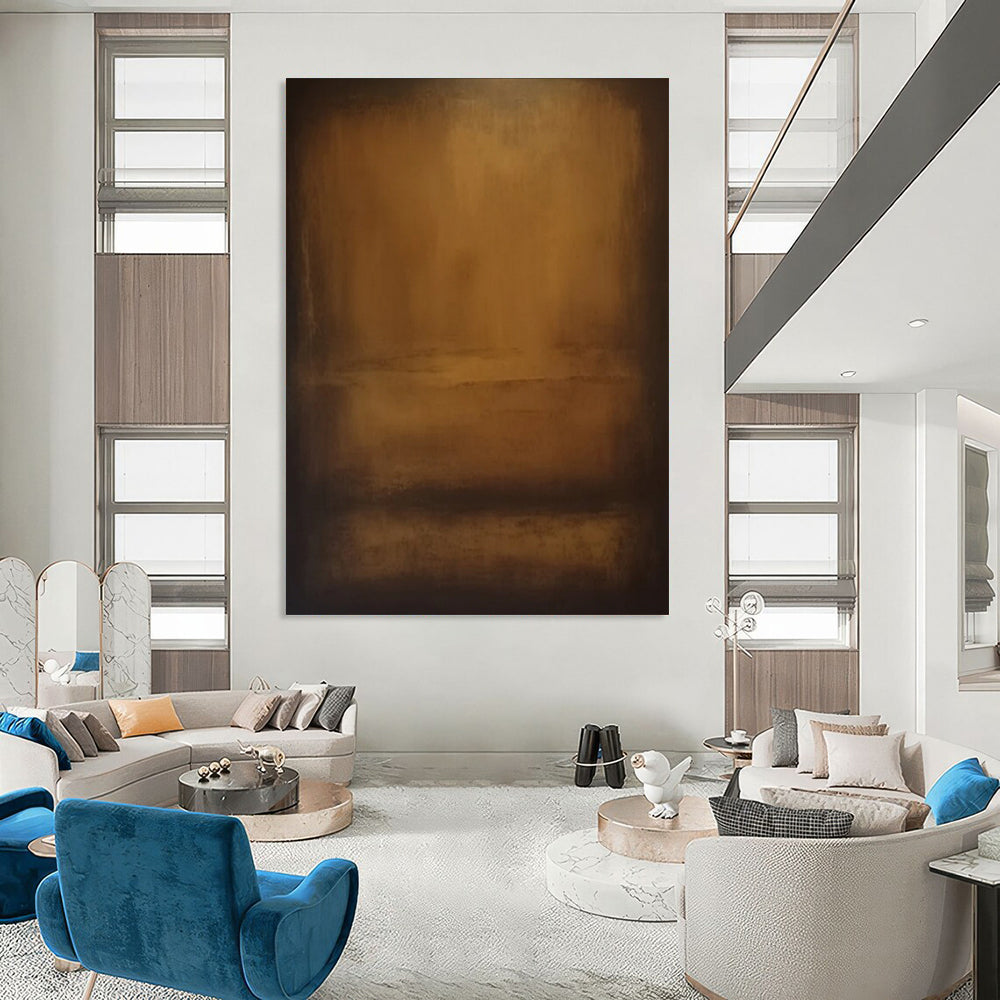 “Brown, Black Gradient ‘Warm Mystery’” - Impasto Abstract Painting On Canvas DTP372