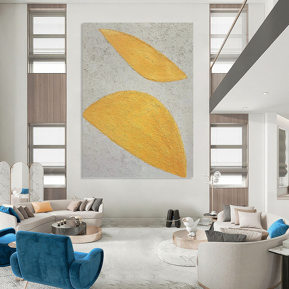 “Textured Yellow Leaves” - Nature - Inspired Abstract Painting On Canvas DKH1074