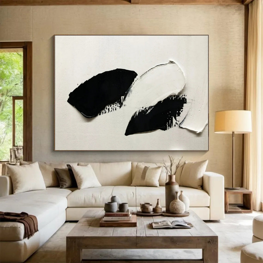 Bold Black - White Strokes, "Dramatic Contrast" - Abstract Acrylic Painting CT0710