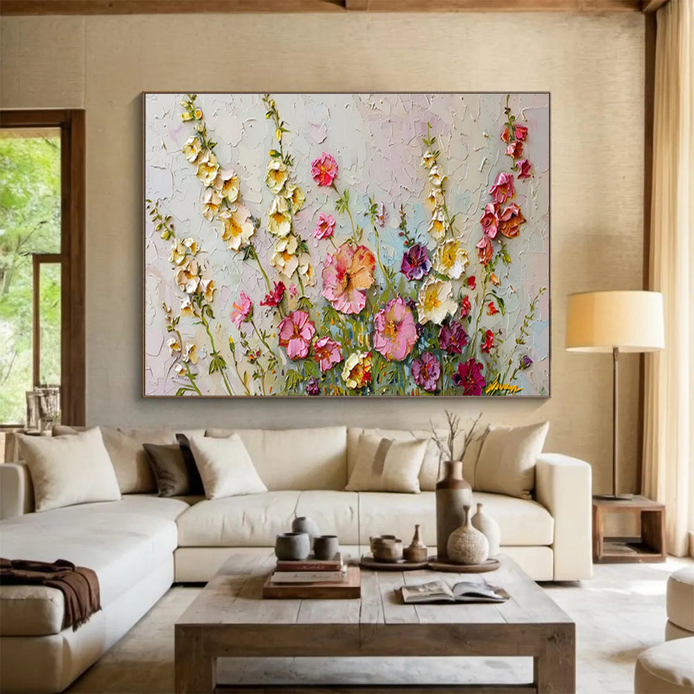 “Colorful Wildflowers”:Impasto Floral Still - Life Painting On Canvas DKH260