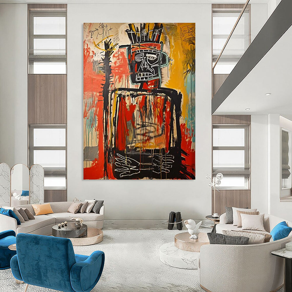 “Regal Tribal Figure” - Basquiat - Inspired Street Art Painting On Canvas DTP108