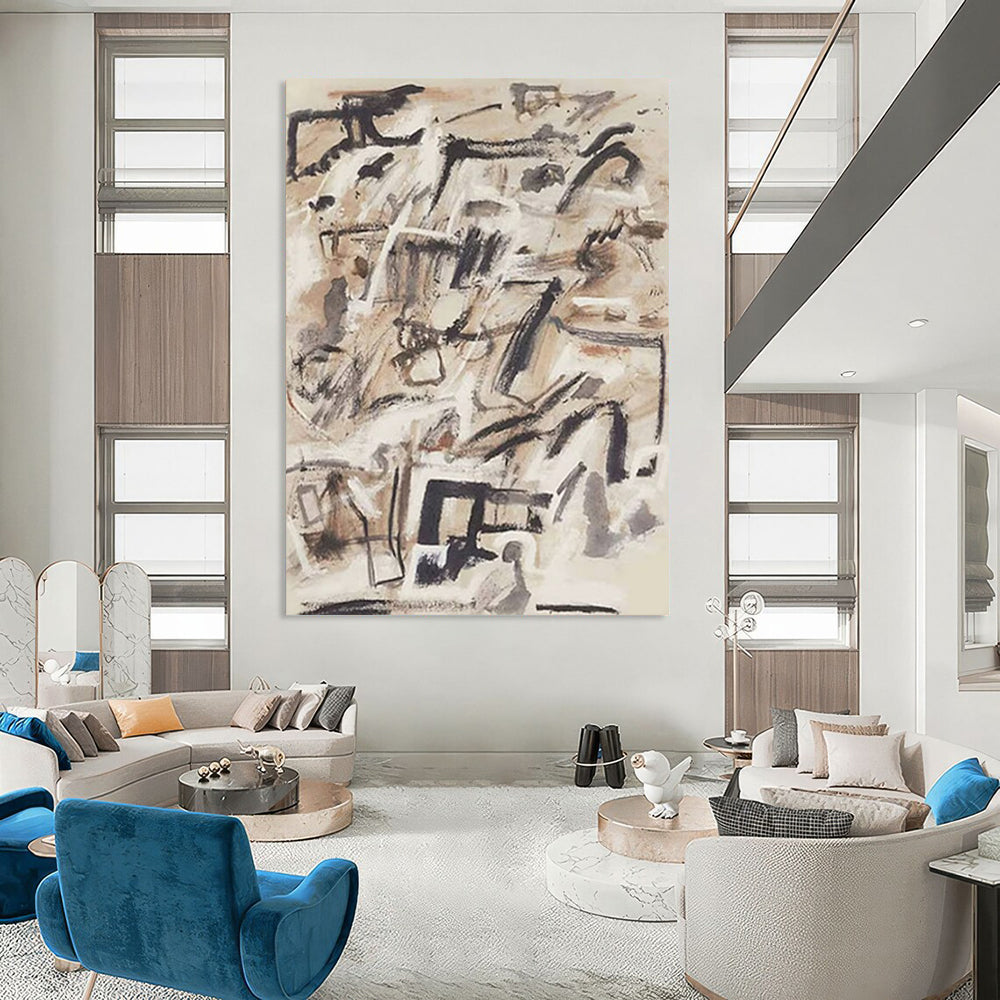 “Brown - Gray Abstract Chaos” - Abstract Expressionist Painting On Canvas DTP143