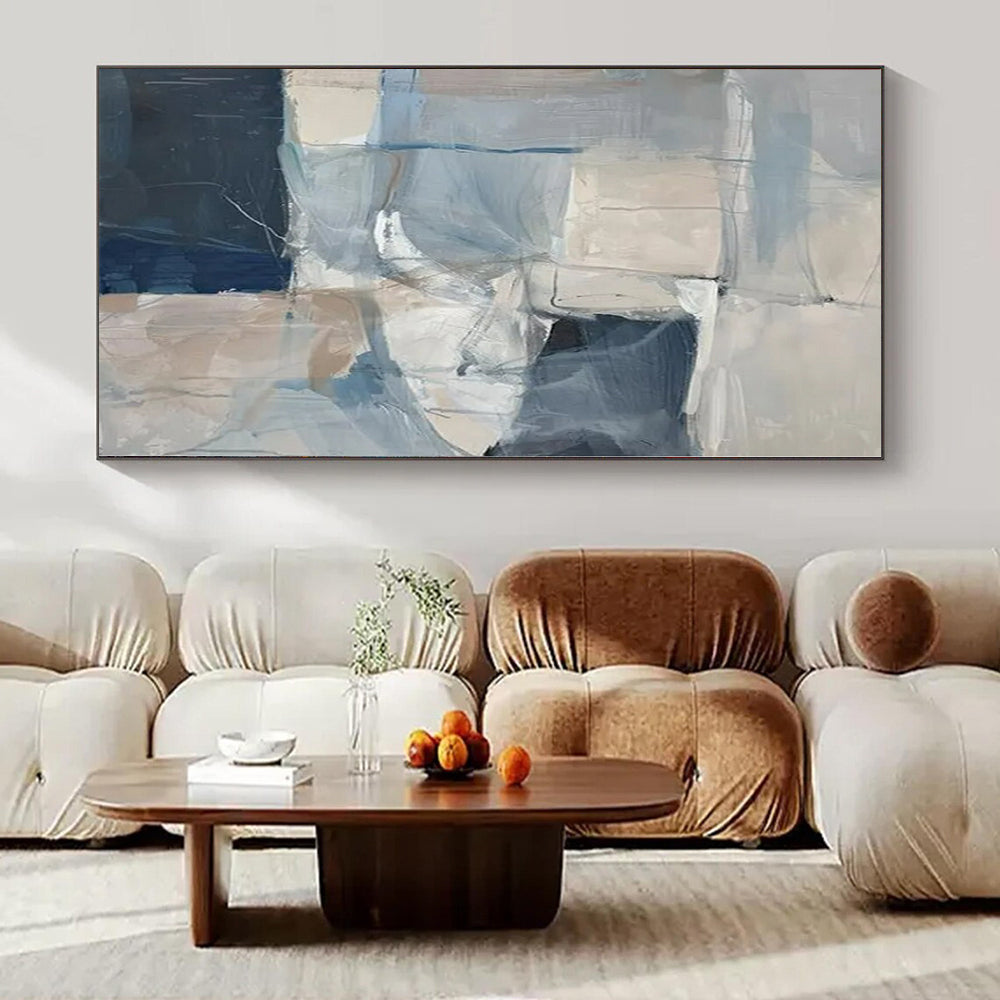 Soft Blue and Gray Blocks - Abstract Gouache Painting CT1218