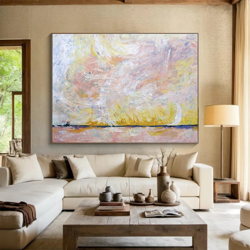 “Pastel Abstract Sunset” Abstract Oil Painting On Canvas DKH564