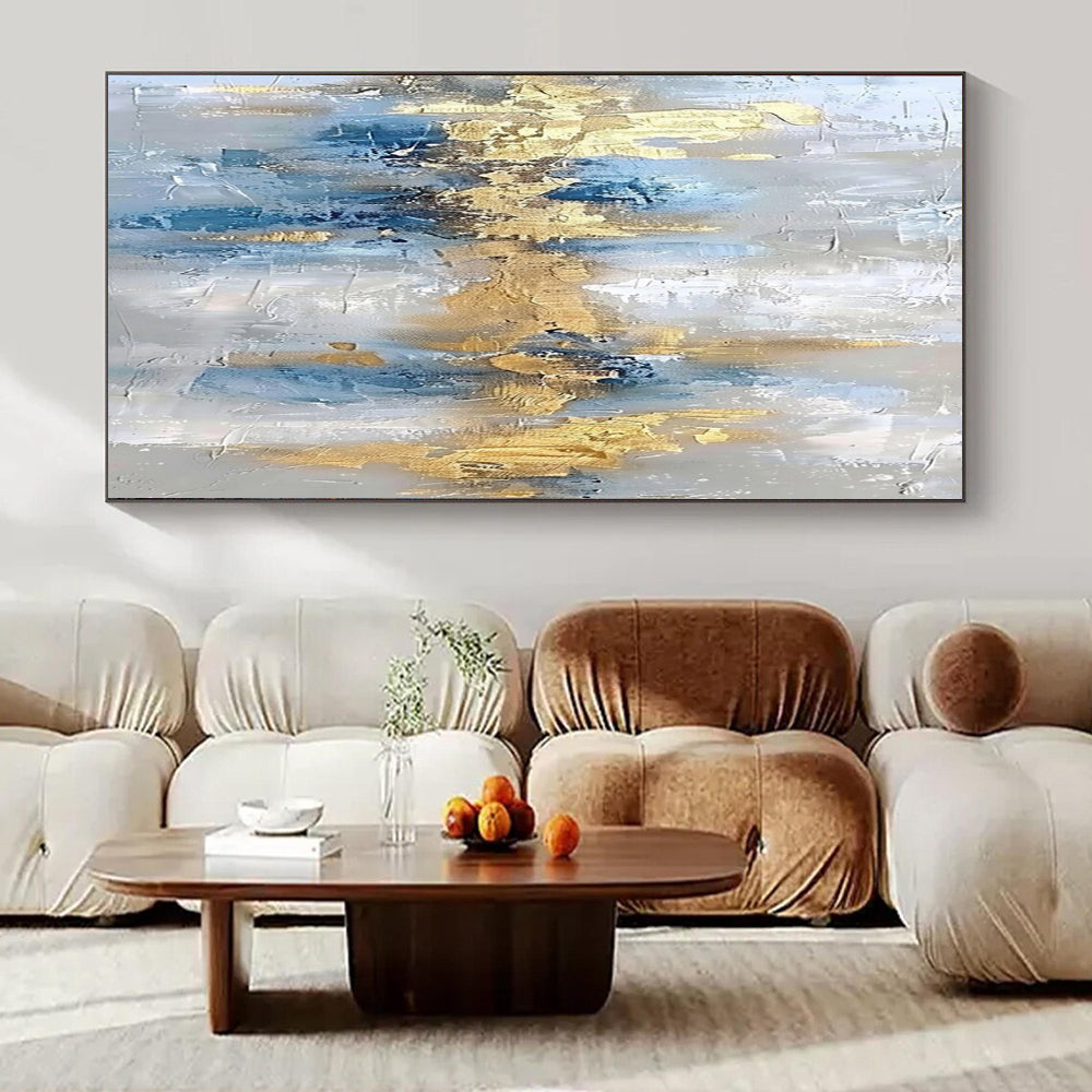 “Gray, Blue, Gold Urban Silhouette” – Urban - Inspired Abstract Art CT1011