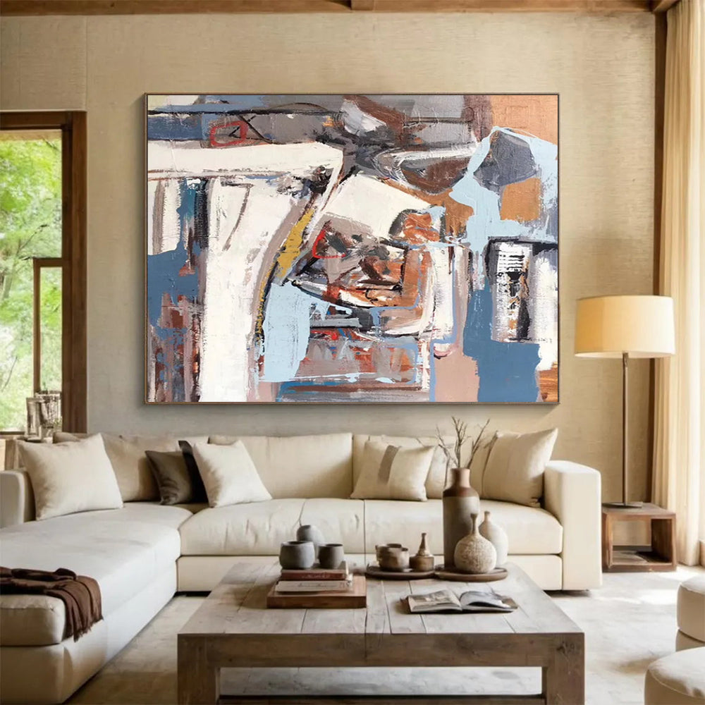 “Color - Blended, Abstract Scene ‘Urban Mosaic’” - Abstract Cityscape Painting On Canvas DLZ026