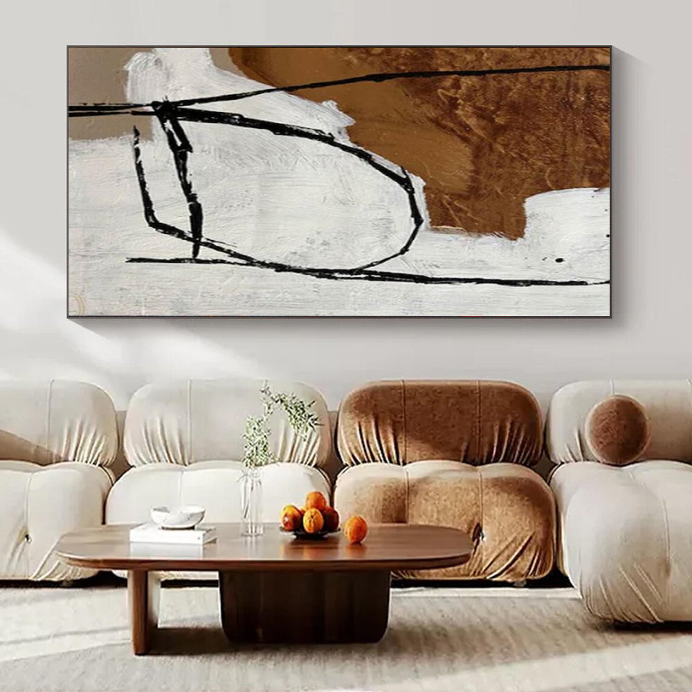 “Expressive Beige - Black - White Abstract (Detail)” – Abstract Expressionist Painting CT1112