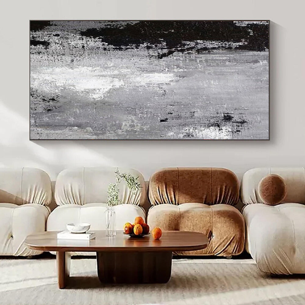 “Black - White Textured Abstraction” – Abstract Expressionist Painting CT1150