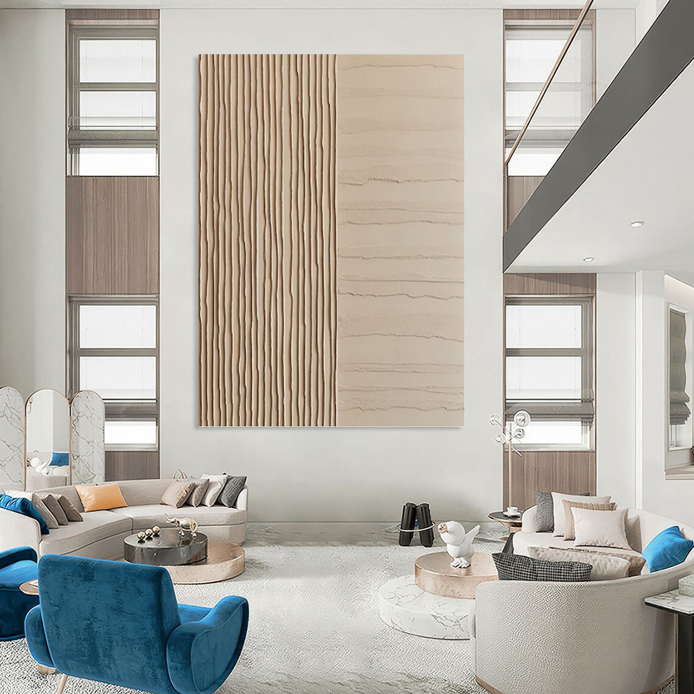 Minimalist Beige Textured Abstract - Abstract Painting On Canvas DKH1478