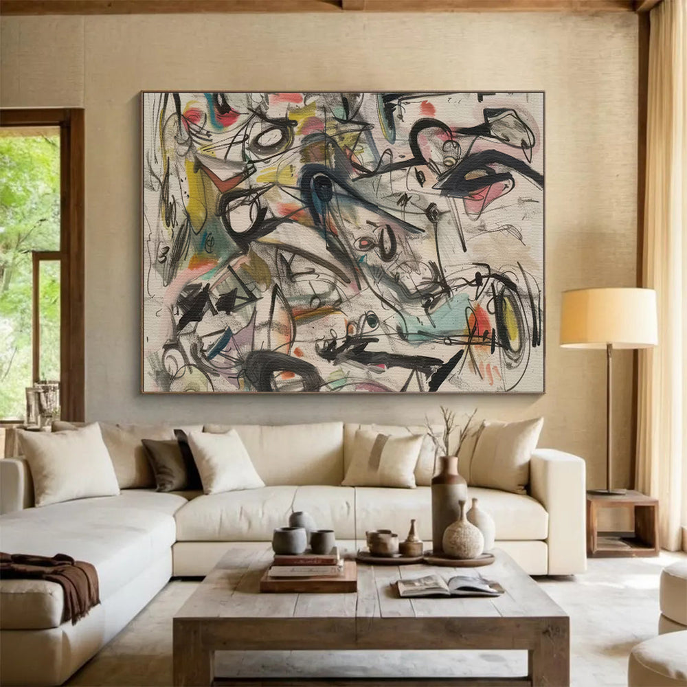 Colorful Chaotic Abstract “Vibrant Creative Cacophony” Painting On Canvas DKH144