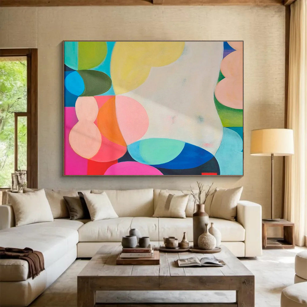 Colorful Geometric Abstract - Bold Shapes and Vibrant Hues Painting On Canvas DKH056