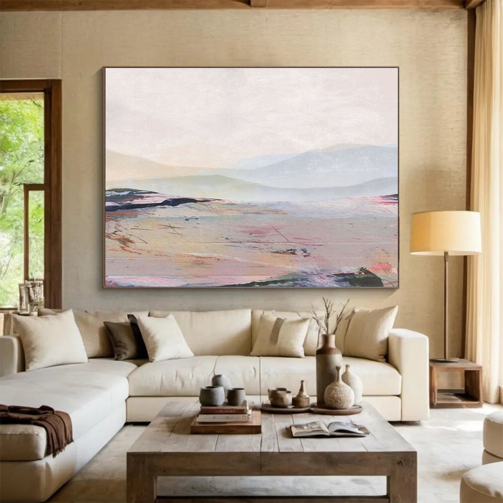 “Pastel - hued Mountain Landscape” Abstract Landscape Oil Painting On Canvas DLZ129