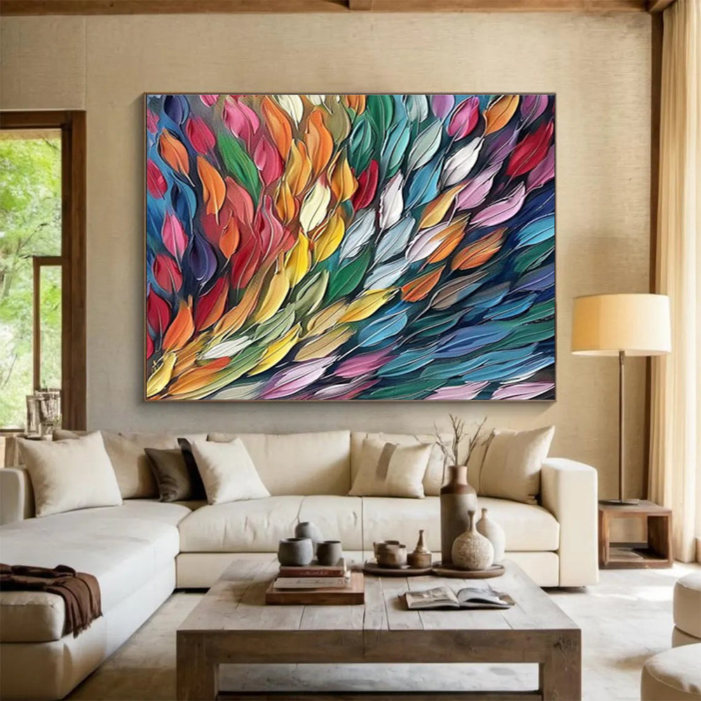 Colorful Feather - Like Forms Painting On Canvas DKH689